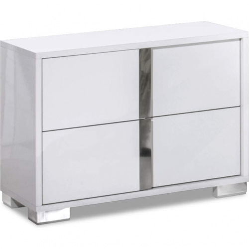 Alice Left & Right Nightstand Set in White Finish & Chrome